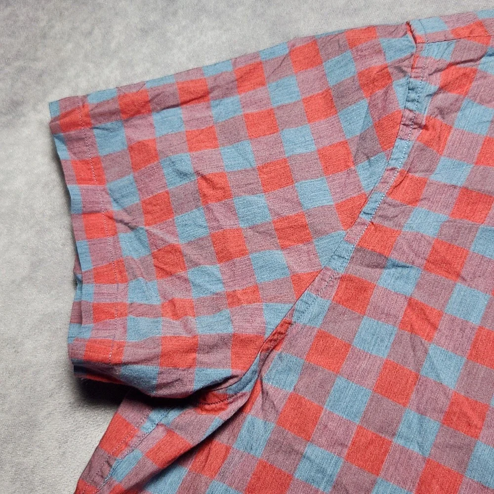 J Crew Mens XXL Red Blue Gingham Short Sleeve Button Down Shirt H4767 SP 18